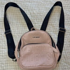 Steve Madden Blush Pink Mini Backpack with Black Straps